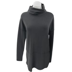 The Noli Shop Black Long Sleeve Turtleneck Mini Sweatshirt Sweater Dress Size S